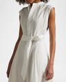belted cotton sleeveless a-line dress