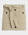 belted crepe cotton mini skirt