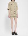 belted crepe cotton mini skirt