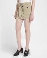 belted crepe cotton mini skirt