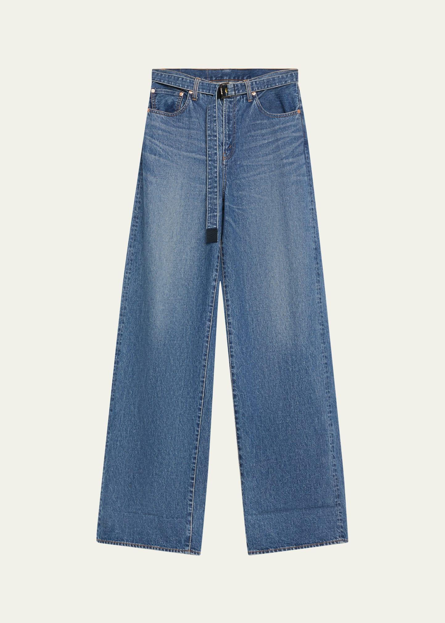 belted denim pants