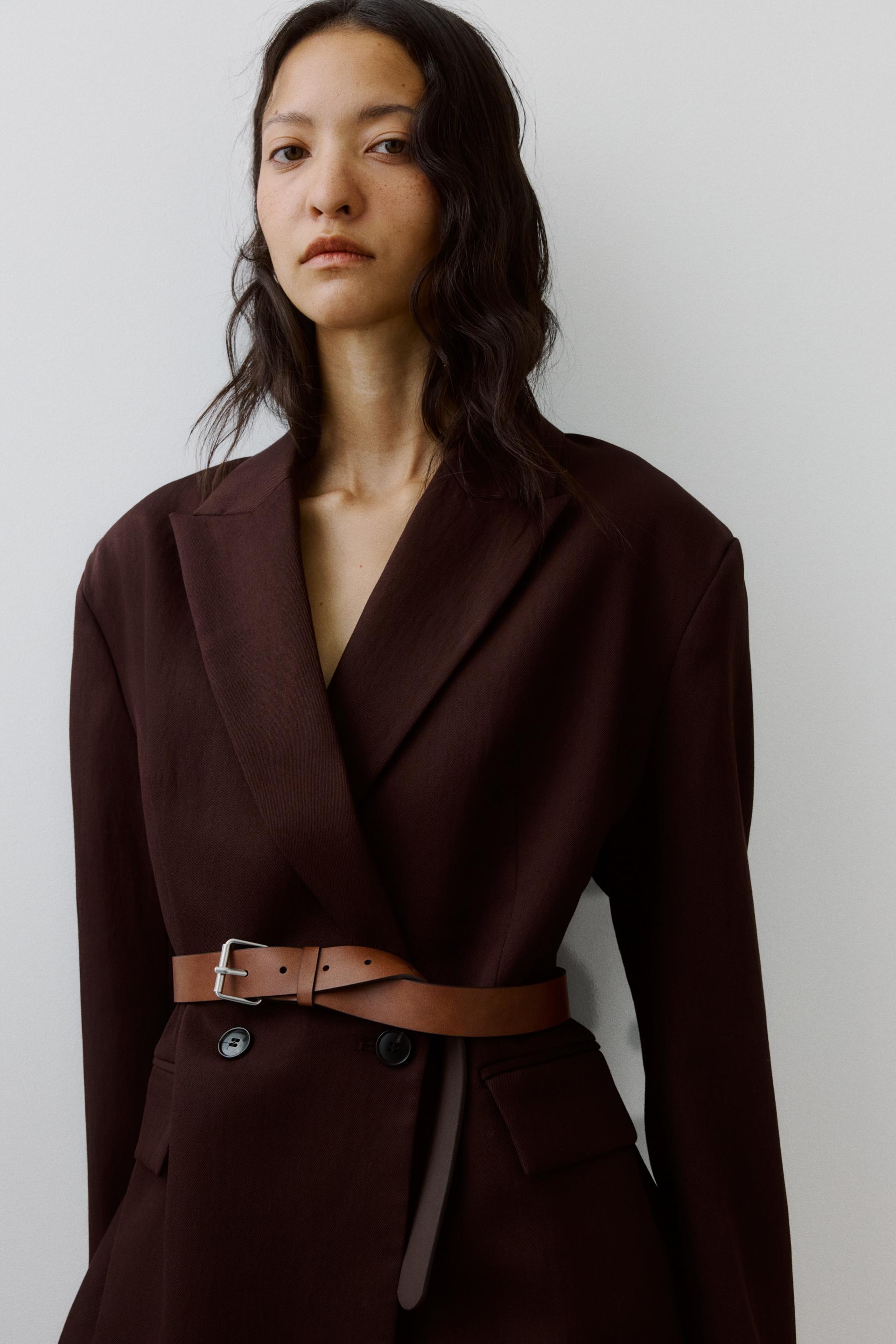 belted double-breasted blazer