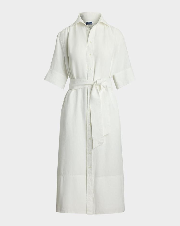 belted linen shirtdress