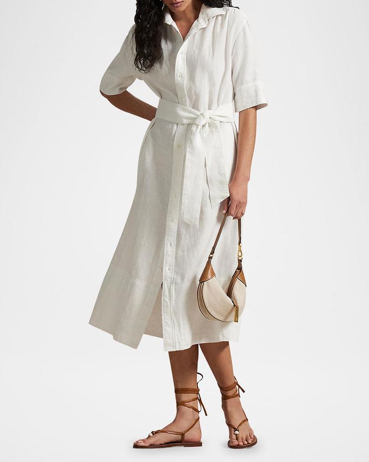 belted linen shirtdress