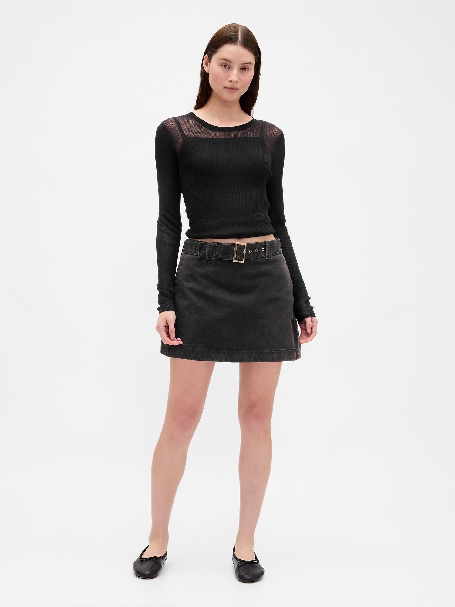 belted mini skort
