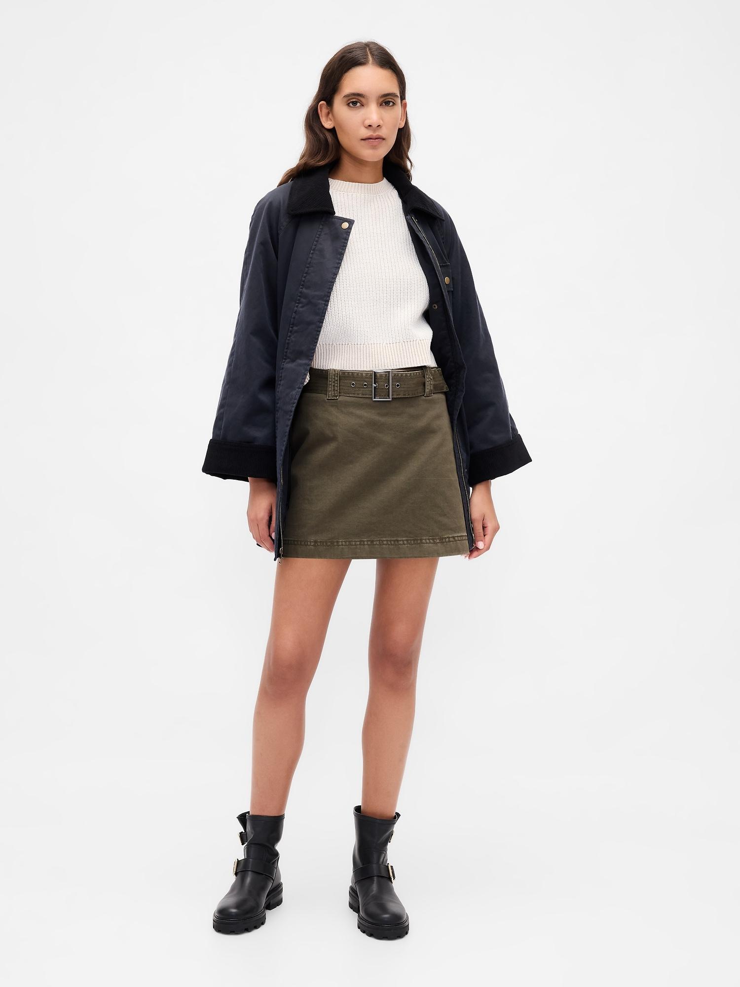 belted mini skort