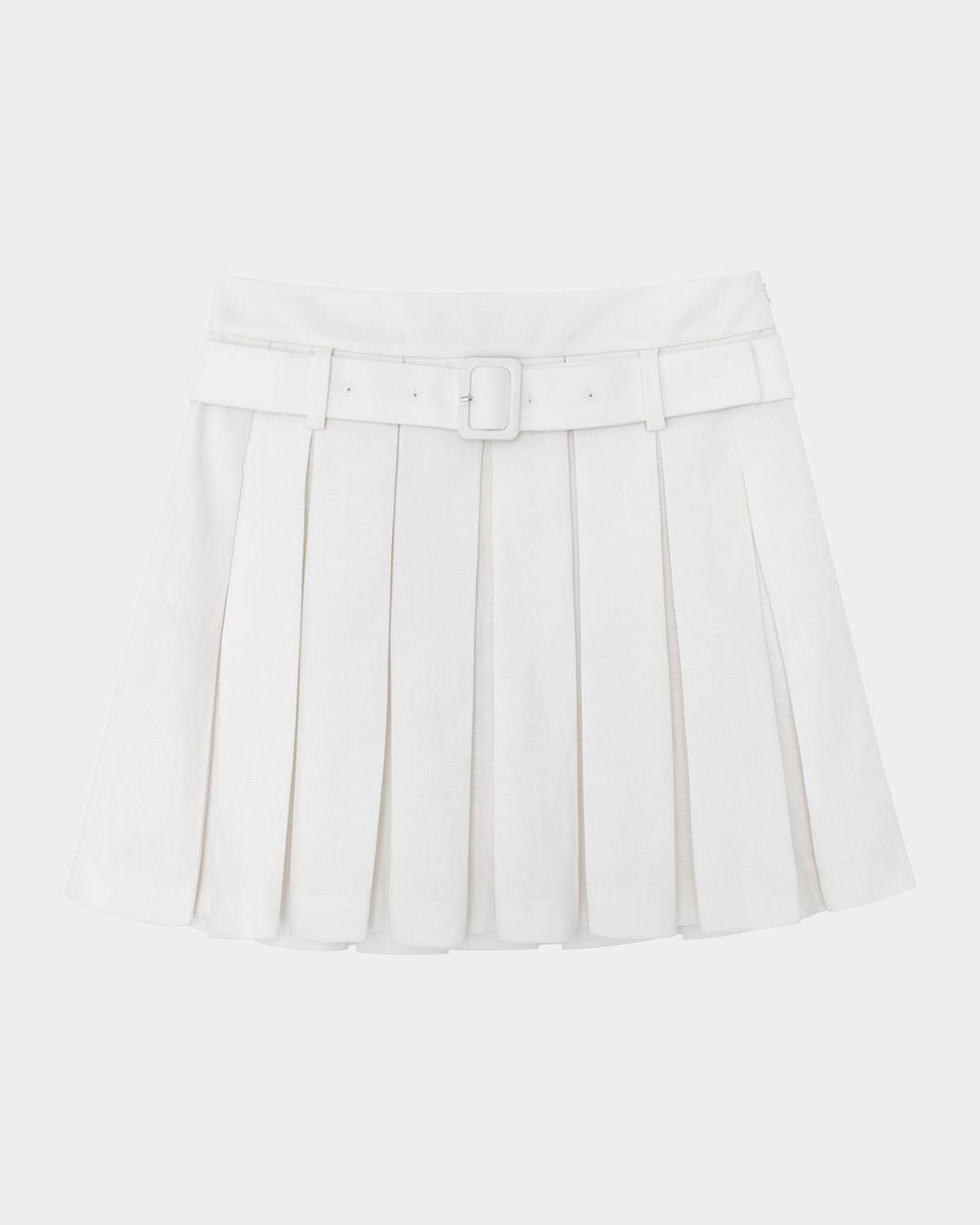 belted pleated mini skirt