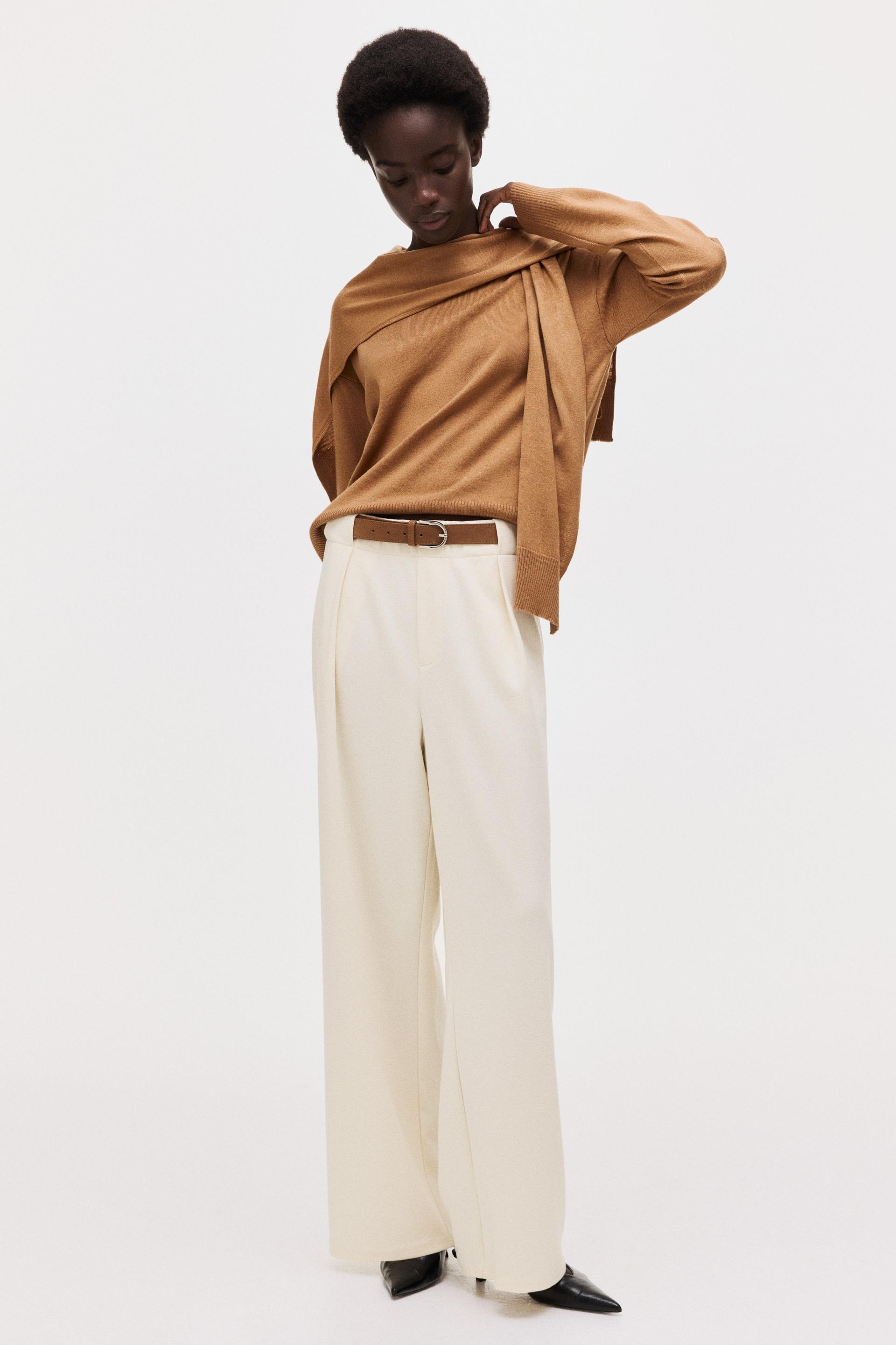 belted ponte pants