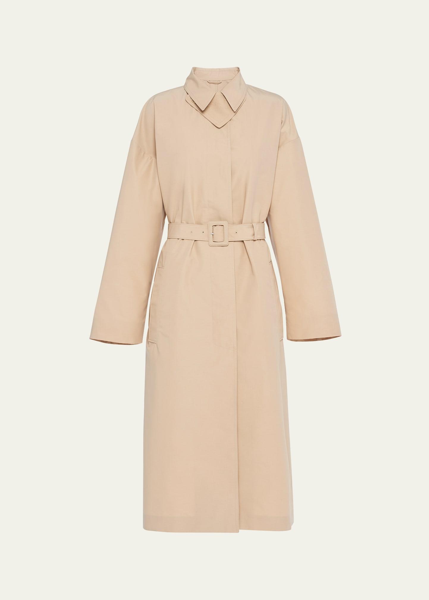 belted poplin trench coat