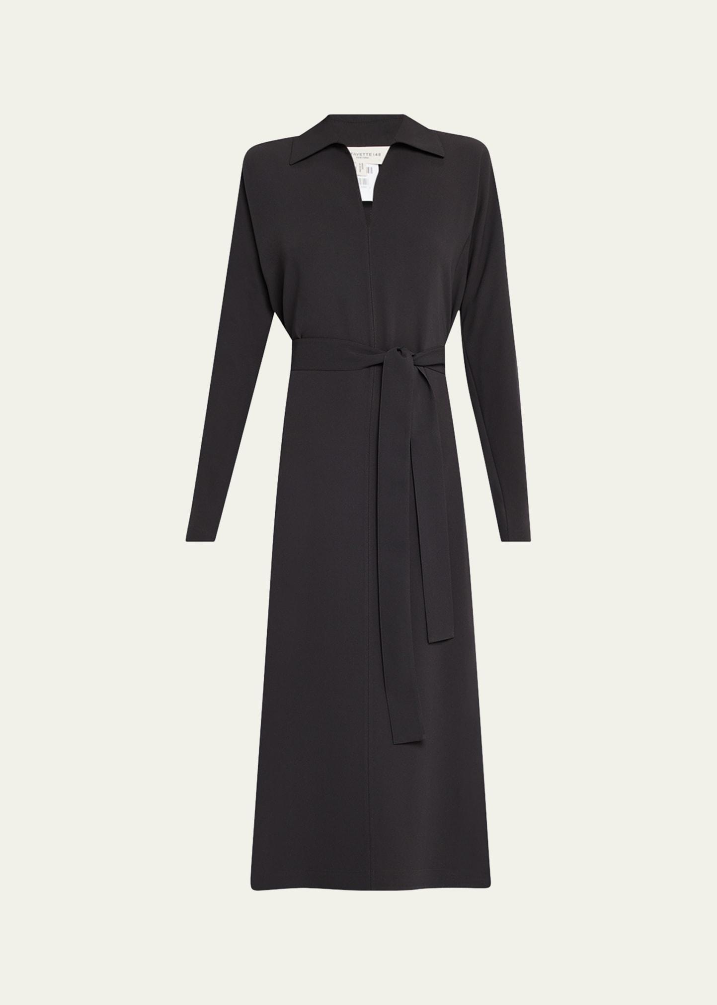 belted side slit midi dress