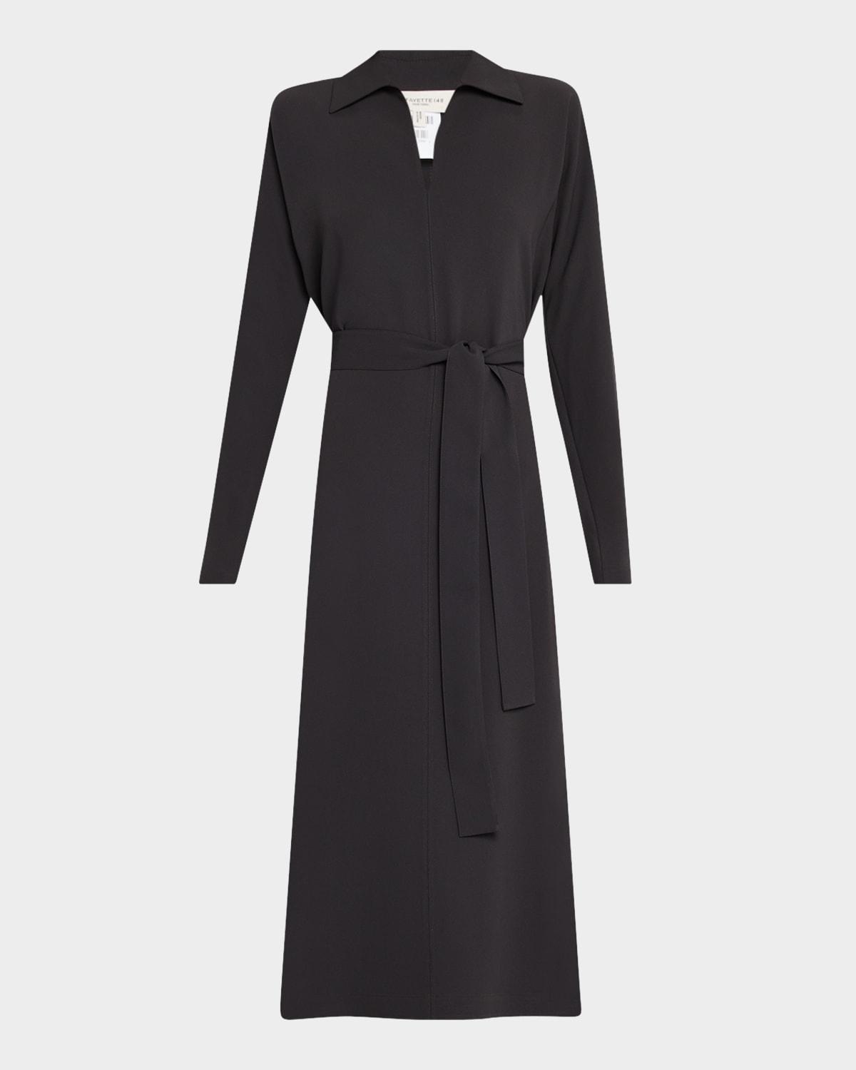 belted side slit midi dress