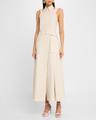 belted sleeveless midi shirtdress
