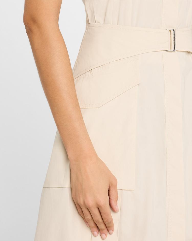 belted sleeveless midi shirtdress