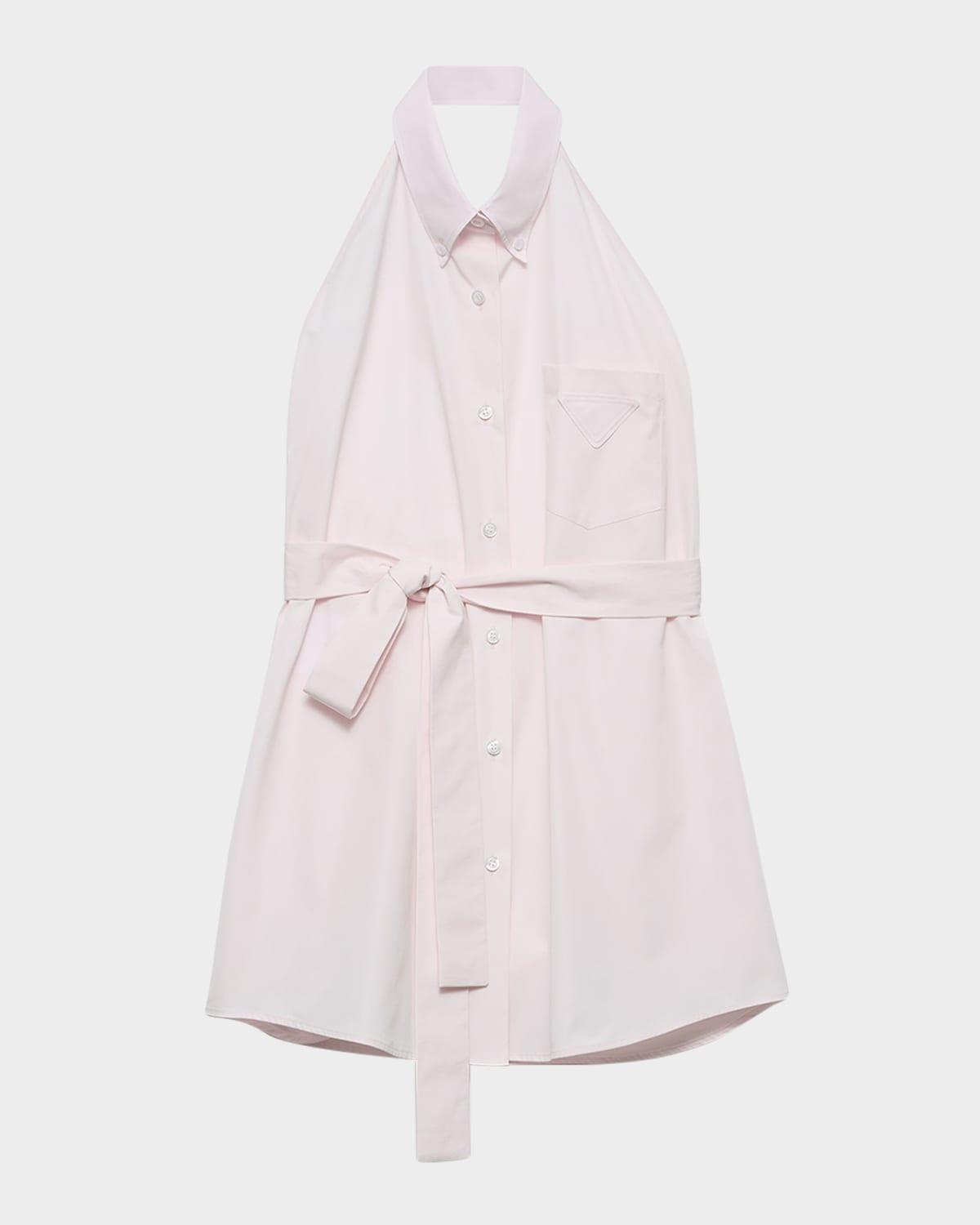 belted sleeveless poplin shirt