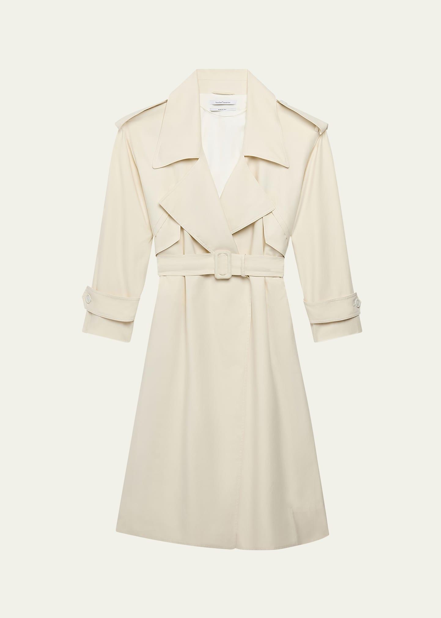 belted soft long trench coat