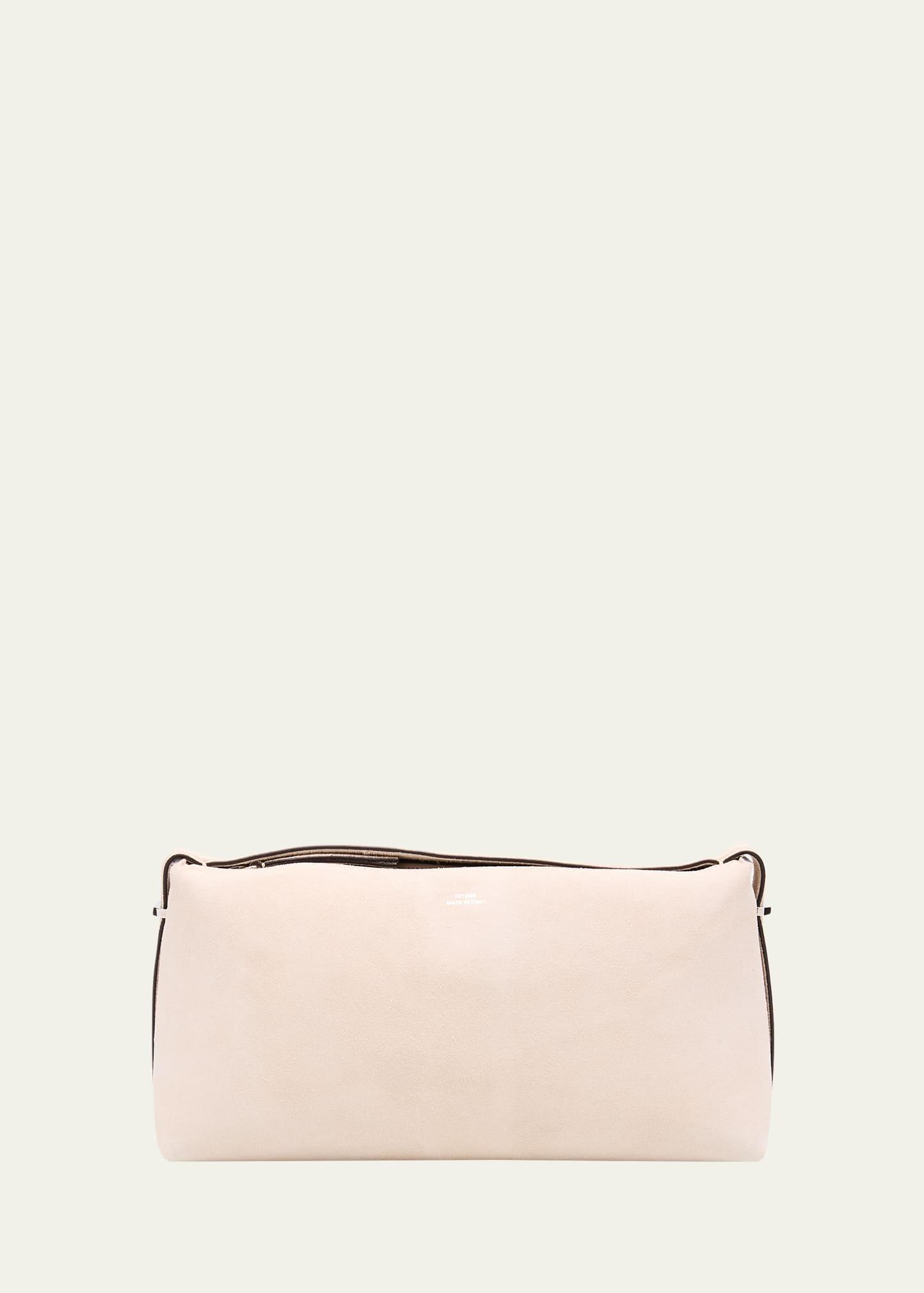 belted suede clutch bag