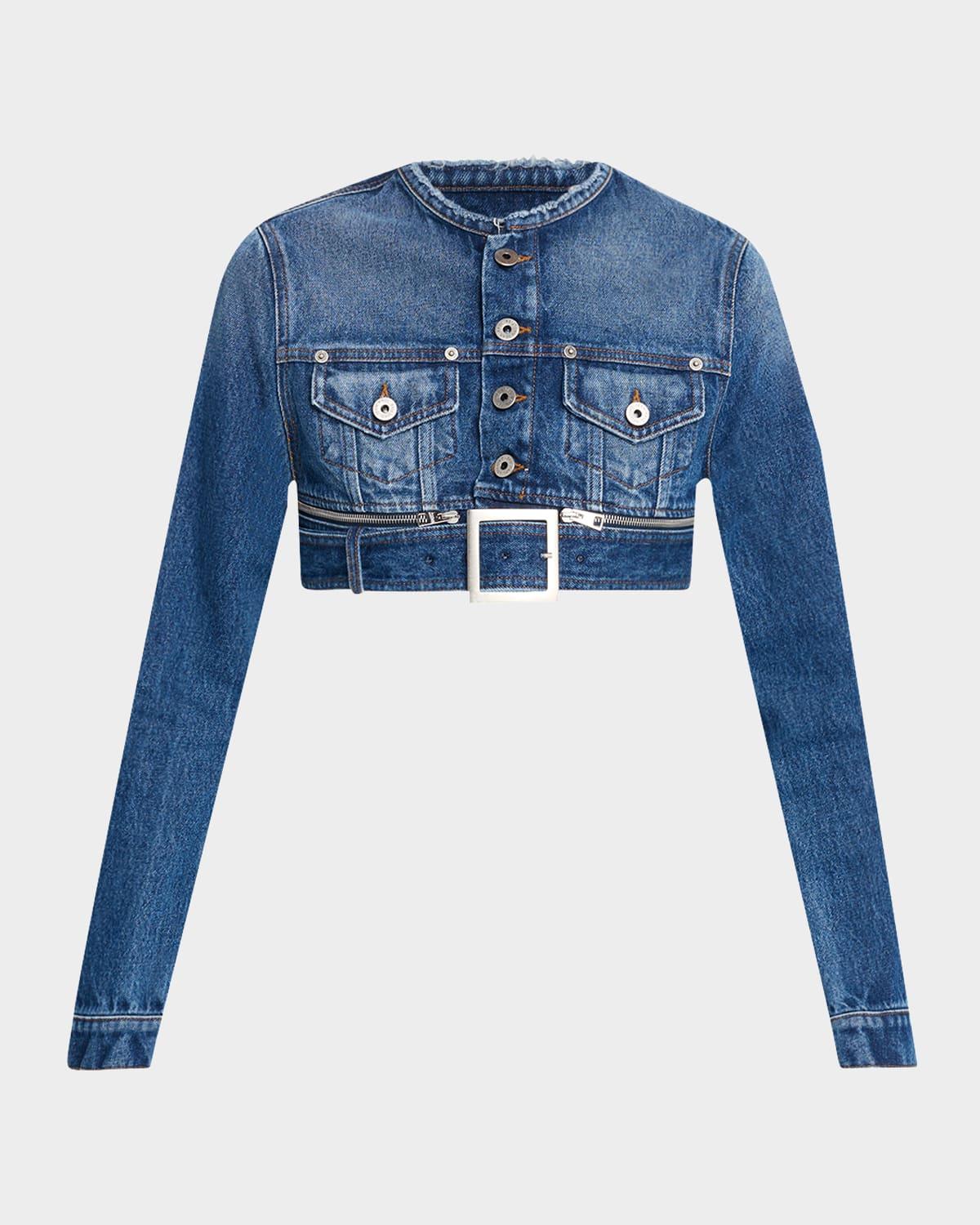 belted super crop denim jacket