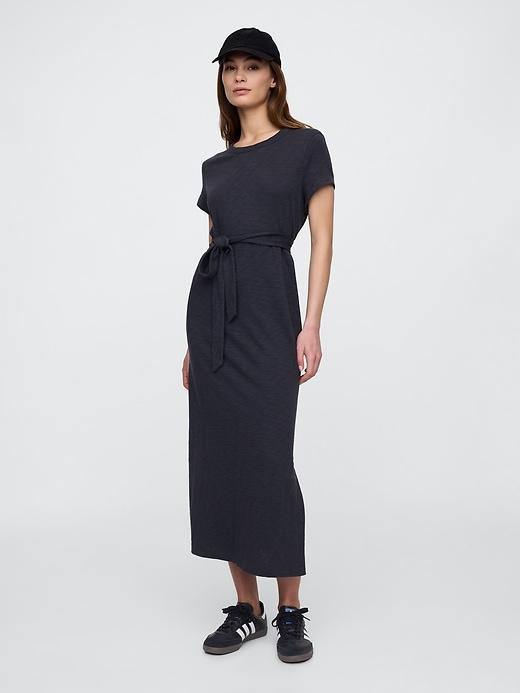 belted t-shirt midi dress