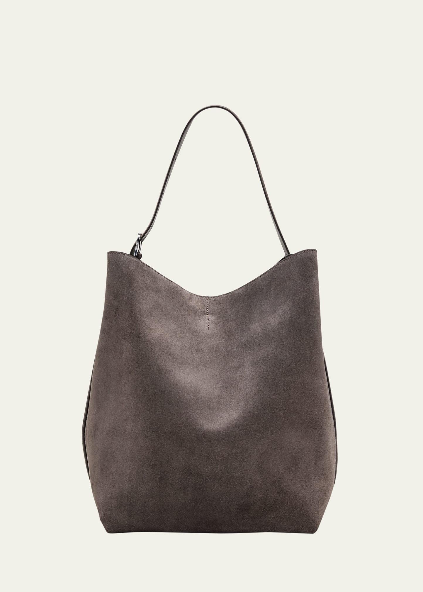 belted tote bag in suede