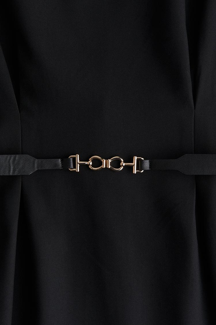 belted twill dress
