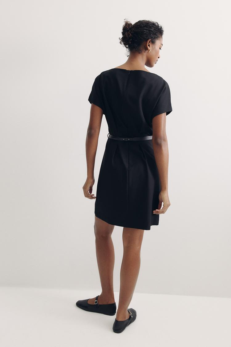 belted twill dress