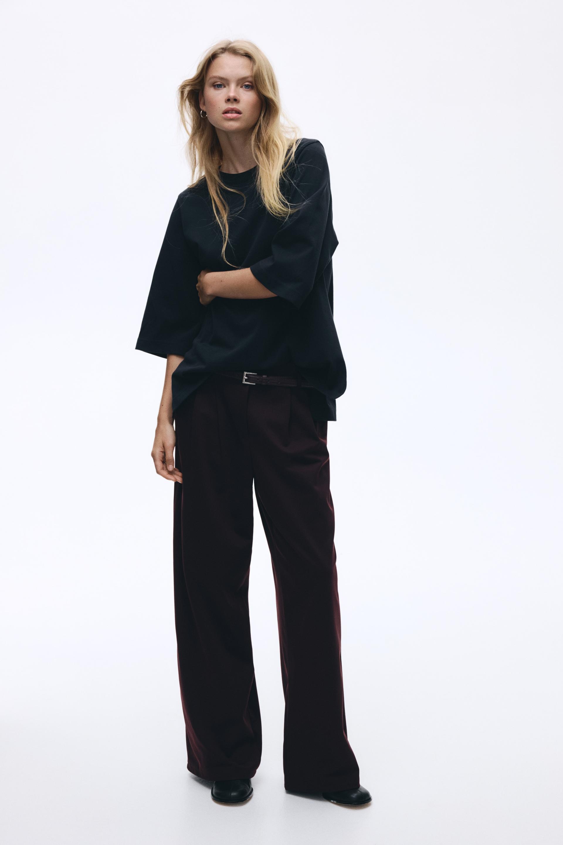 belted twill pants