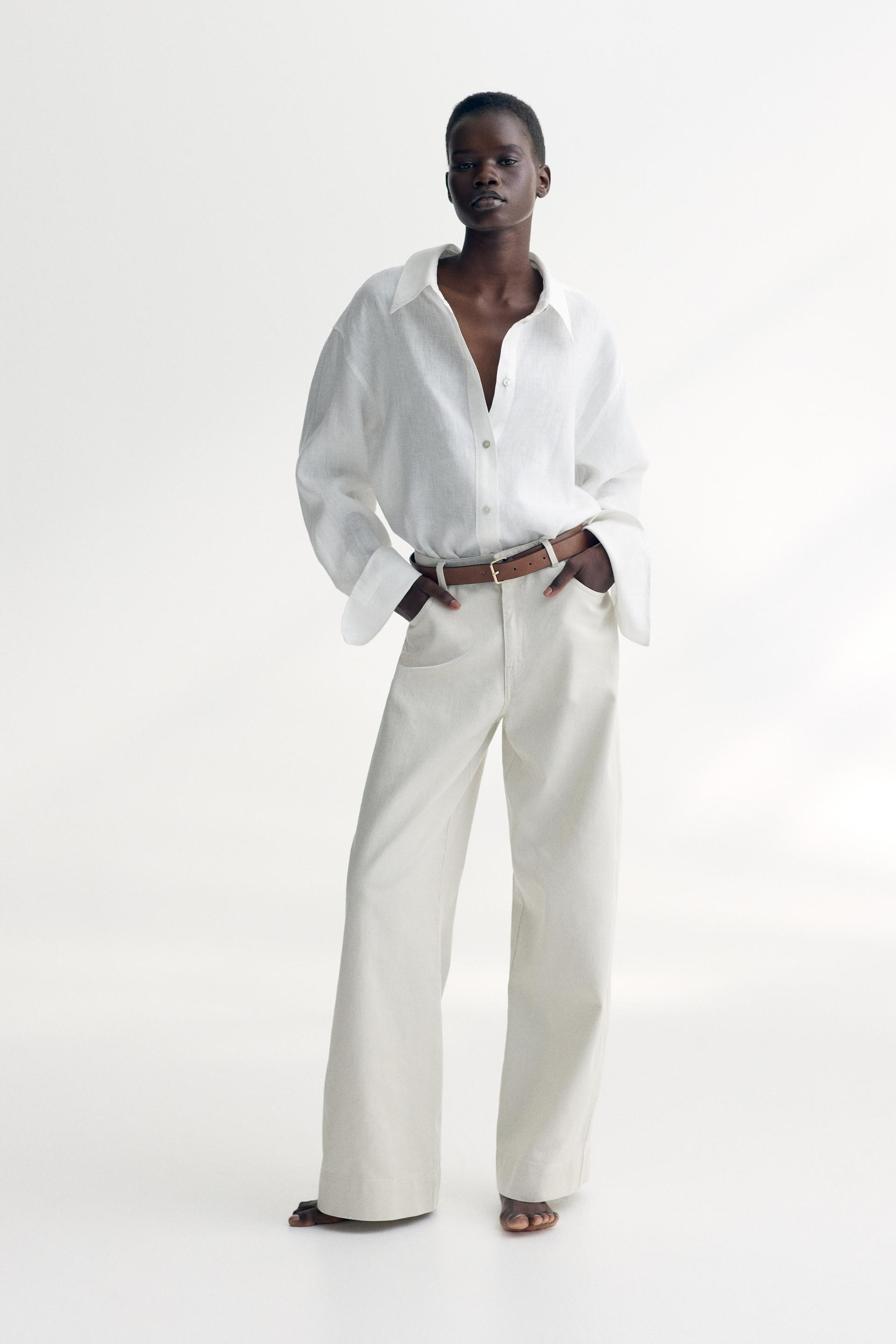 belted twill pants