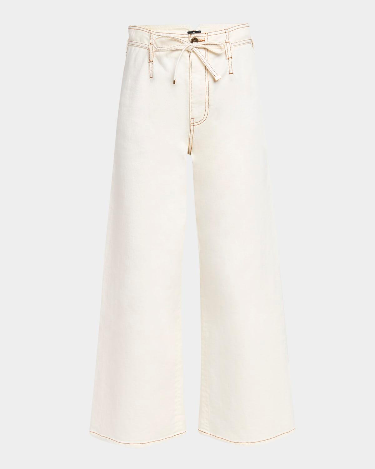 belted wide-leg cropped trousers