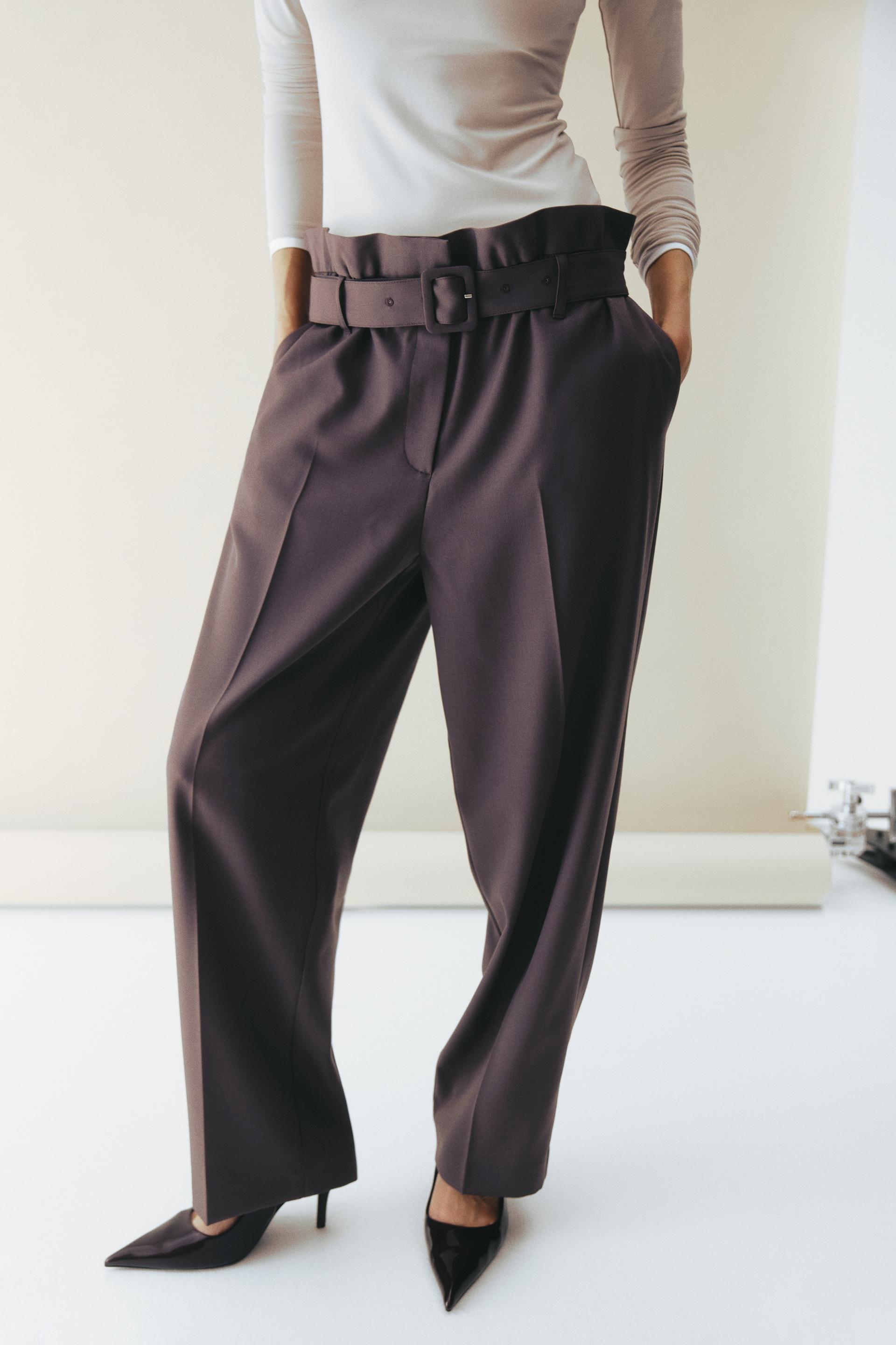 belted wool-blend pants