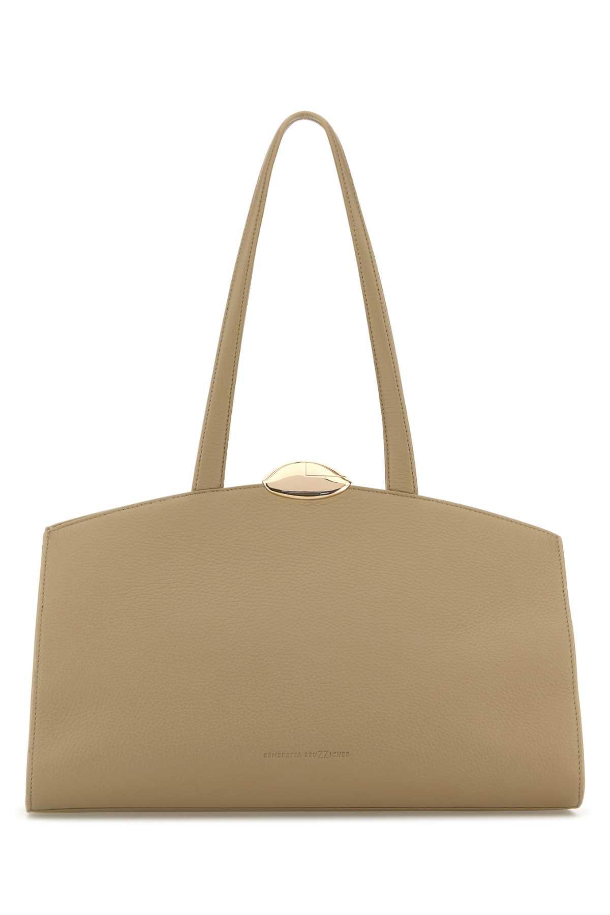 benedetta bruzziches beige leather serena shopping bag