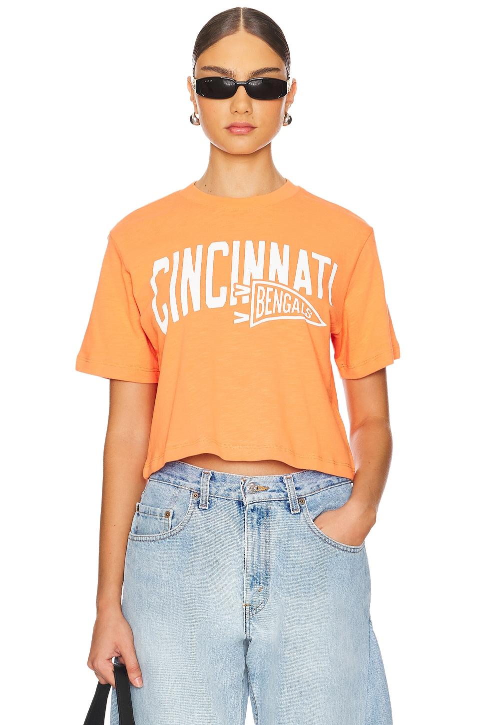 bengals dual threat mock neck crop tee