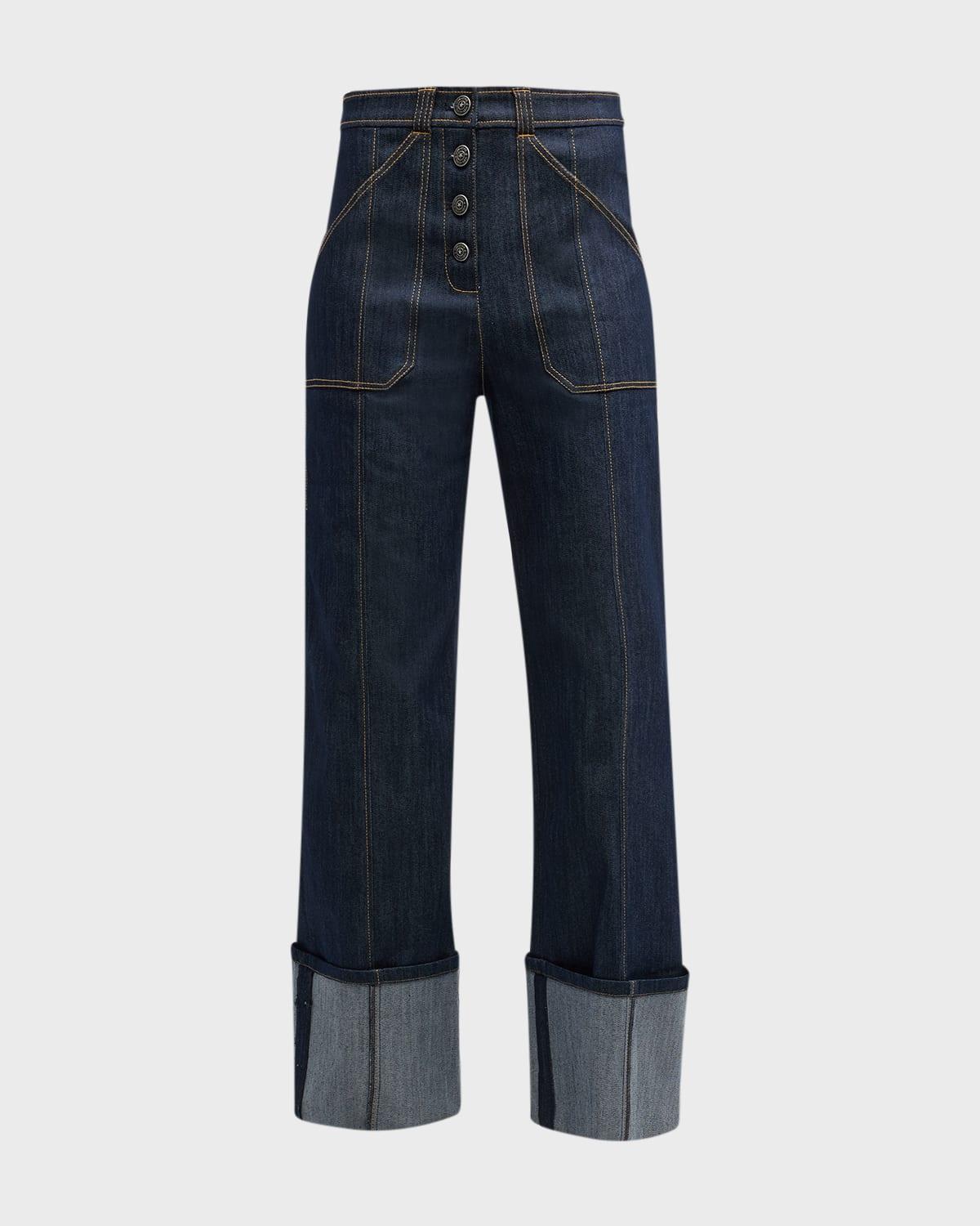 benji cuffed ankle topstitched denim pants