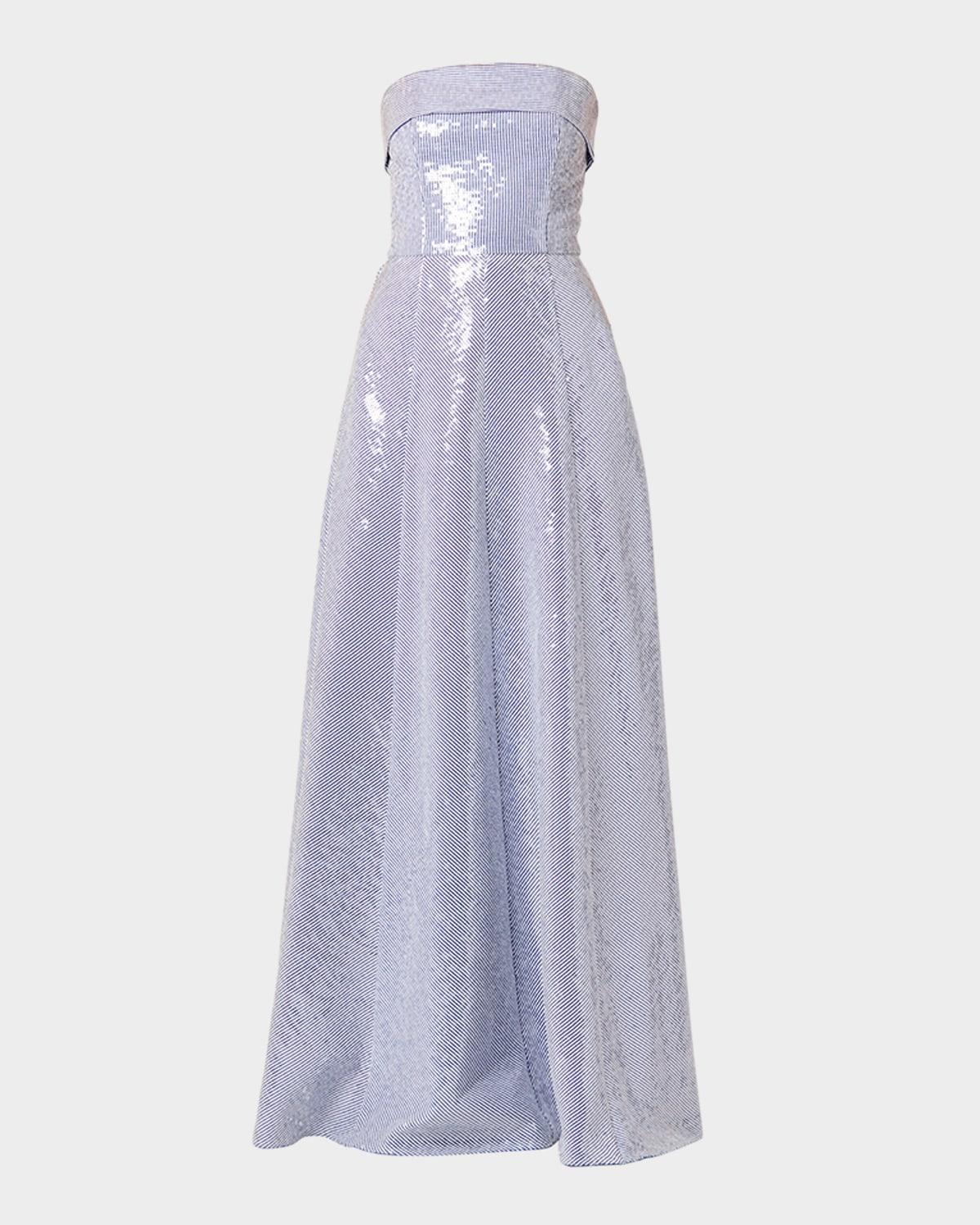 bennett strapless striped sequin gown