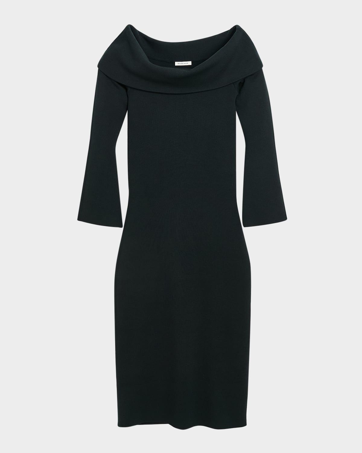 bennie off-shoulder zebra intarsia midi dress