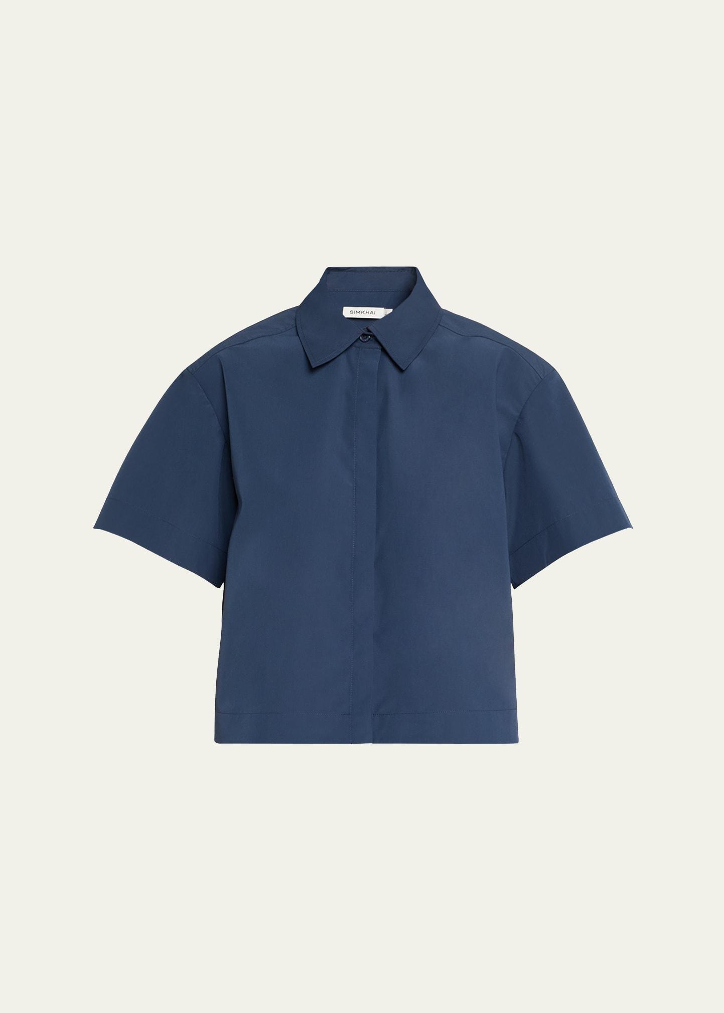 bernie pleated short-sleeve shirt