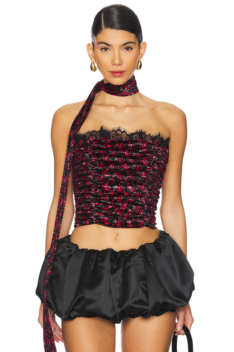 berry bud velvet bustier top