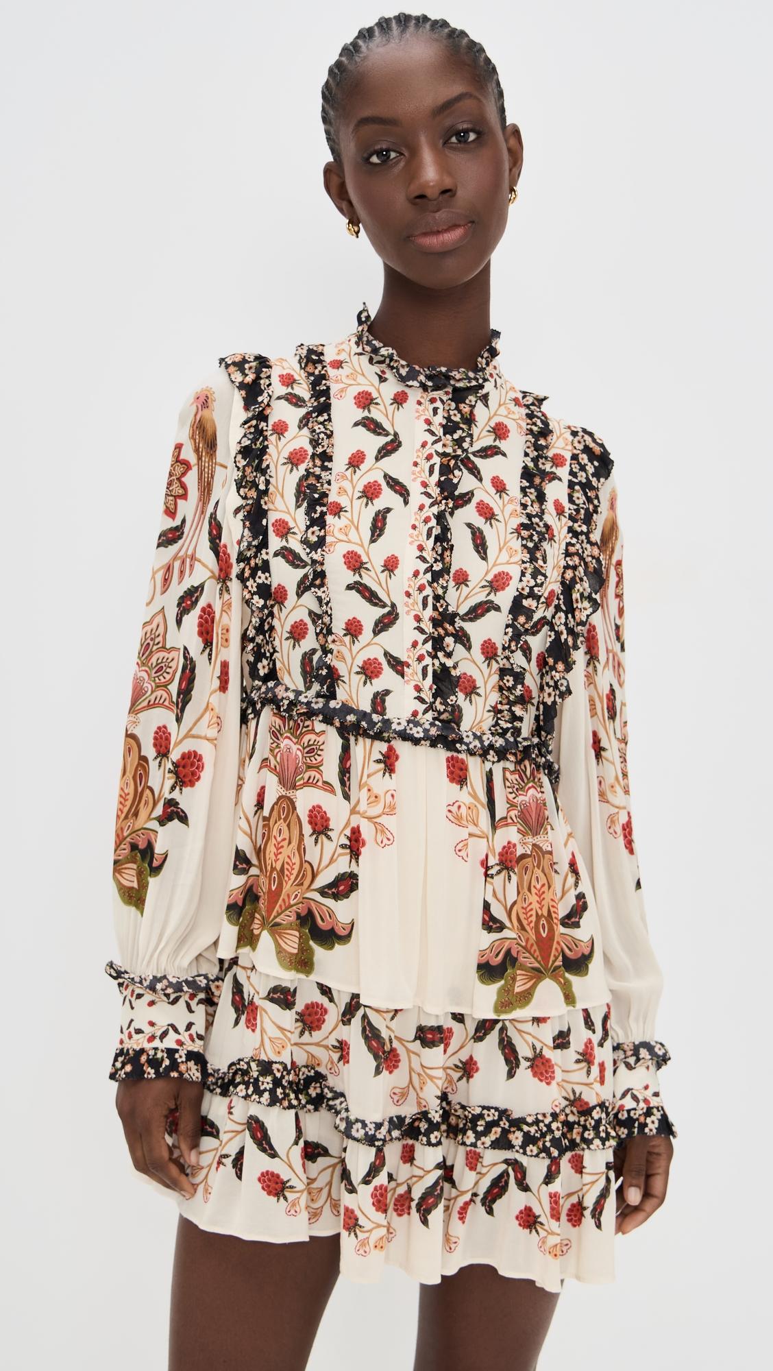 berry garden cream mini dress