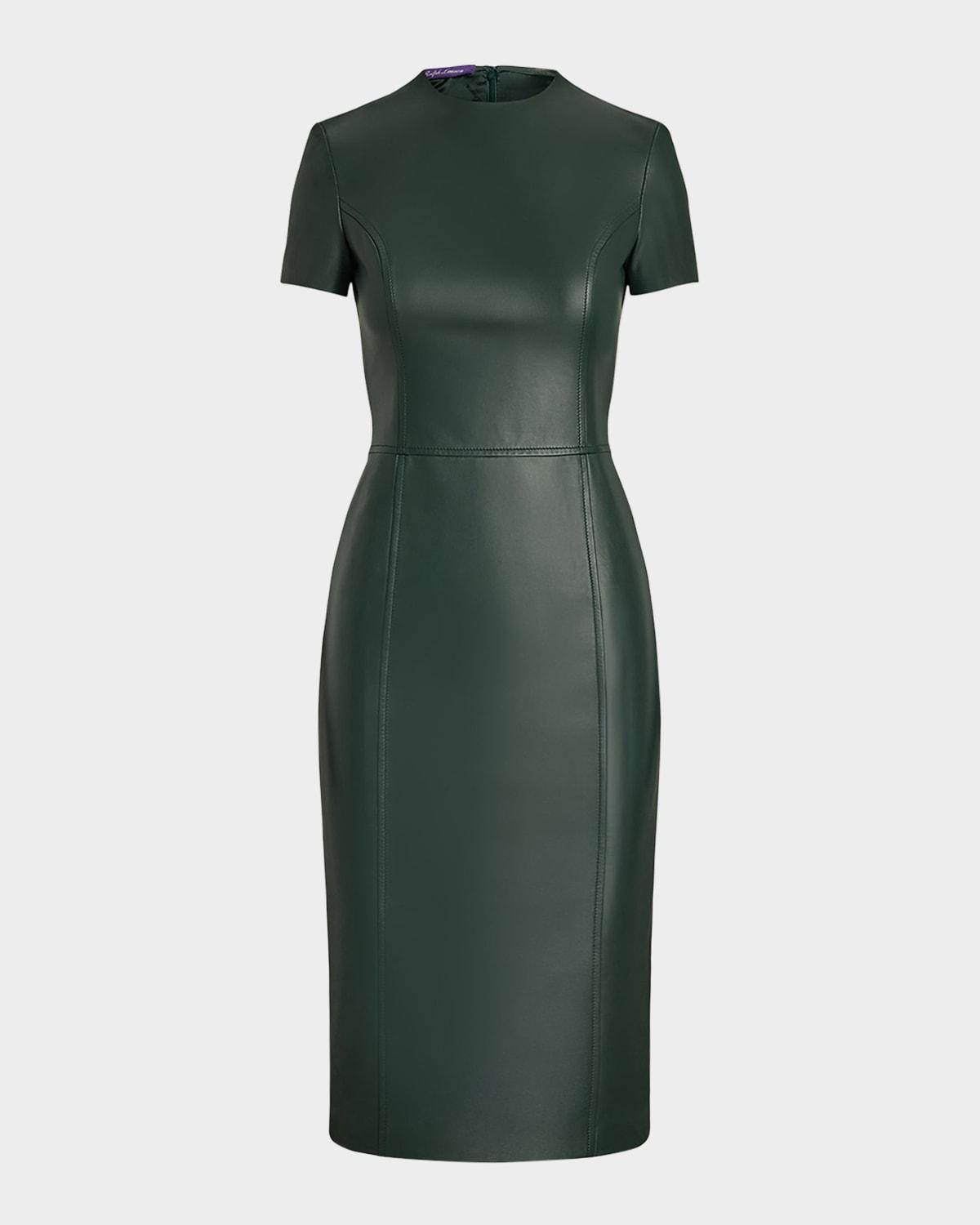 bethanne lambskin leather short-sleeve dress
