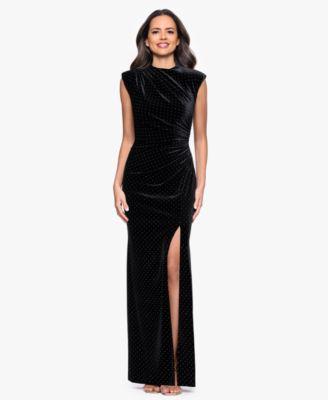 betsy adam womens long studded velvet gown