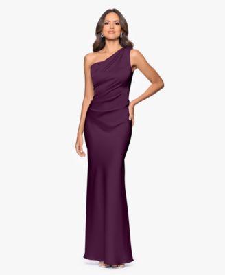 betsy adam womens one shoulder draped evening gown