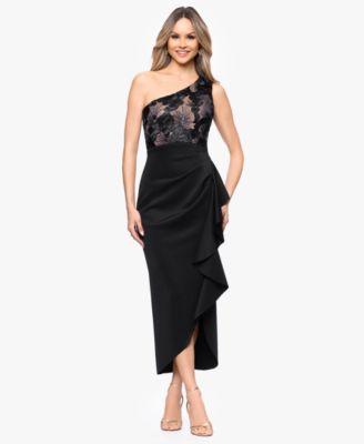 betsy adam womens one shoulder midi dress