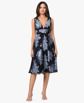 betsy adam womens v neck brocade dress