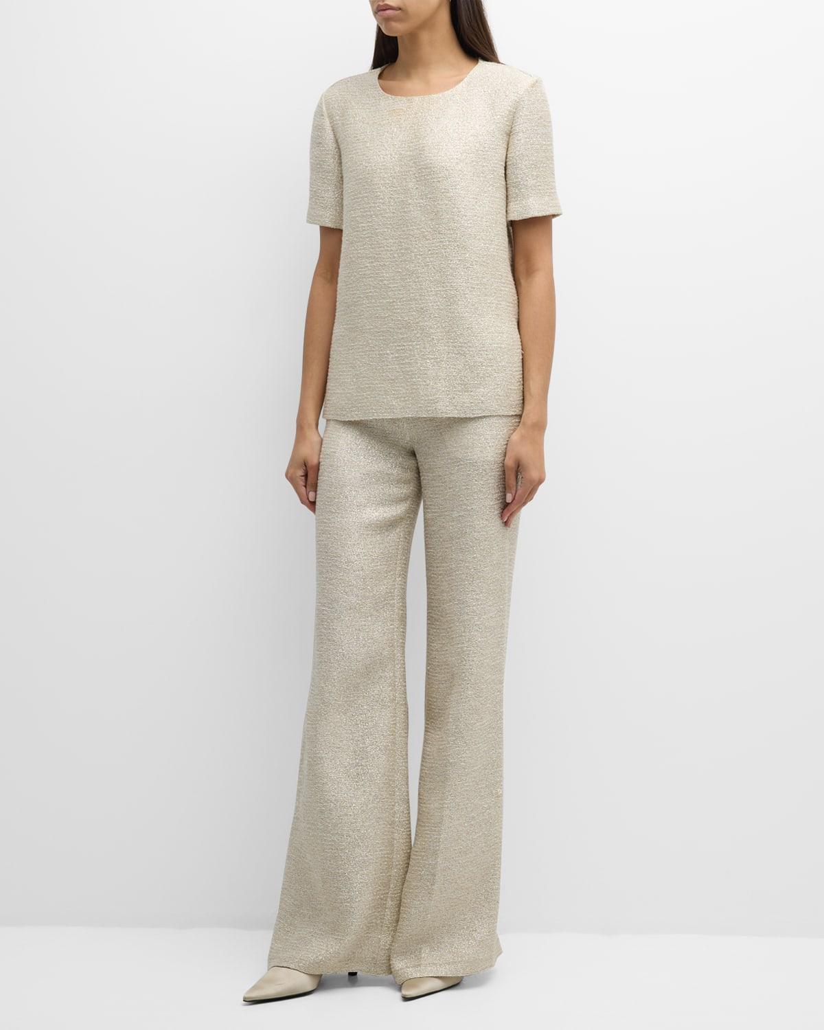 bettina mid-rise metallic tweed wide-leg pants