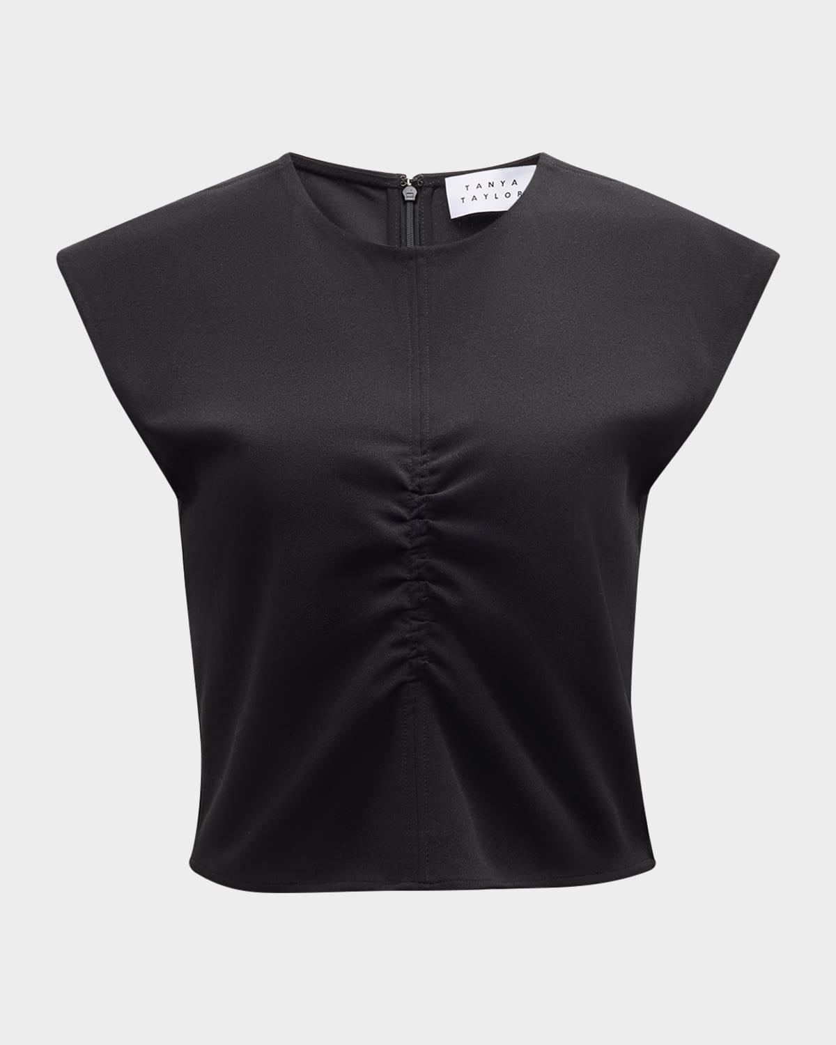 betty ruched cap-sleeve top