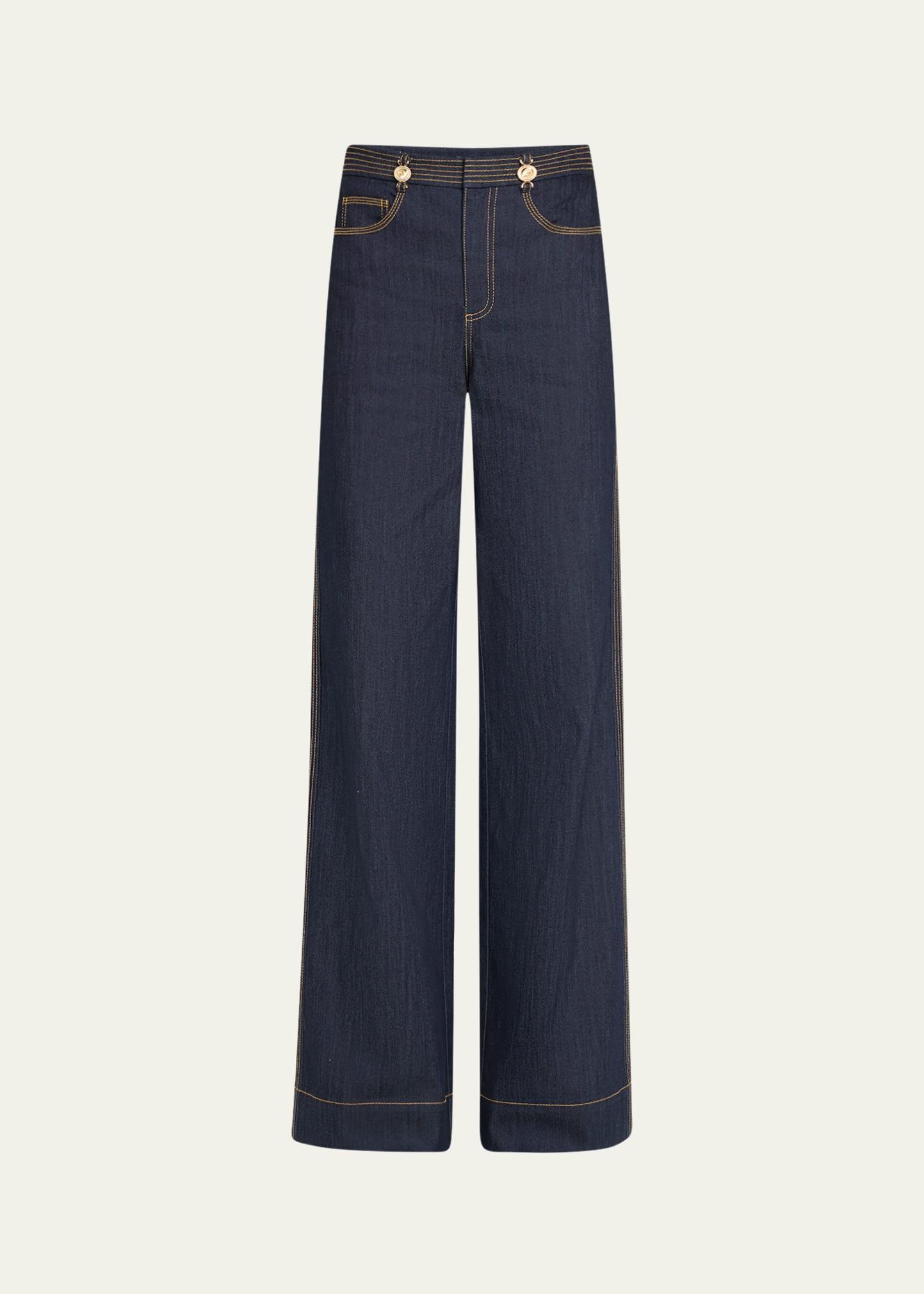 bev wide-leg denim pants