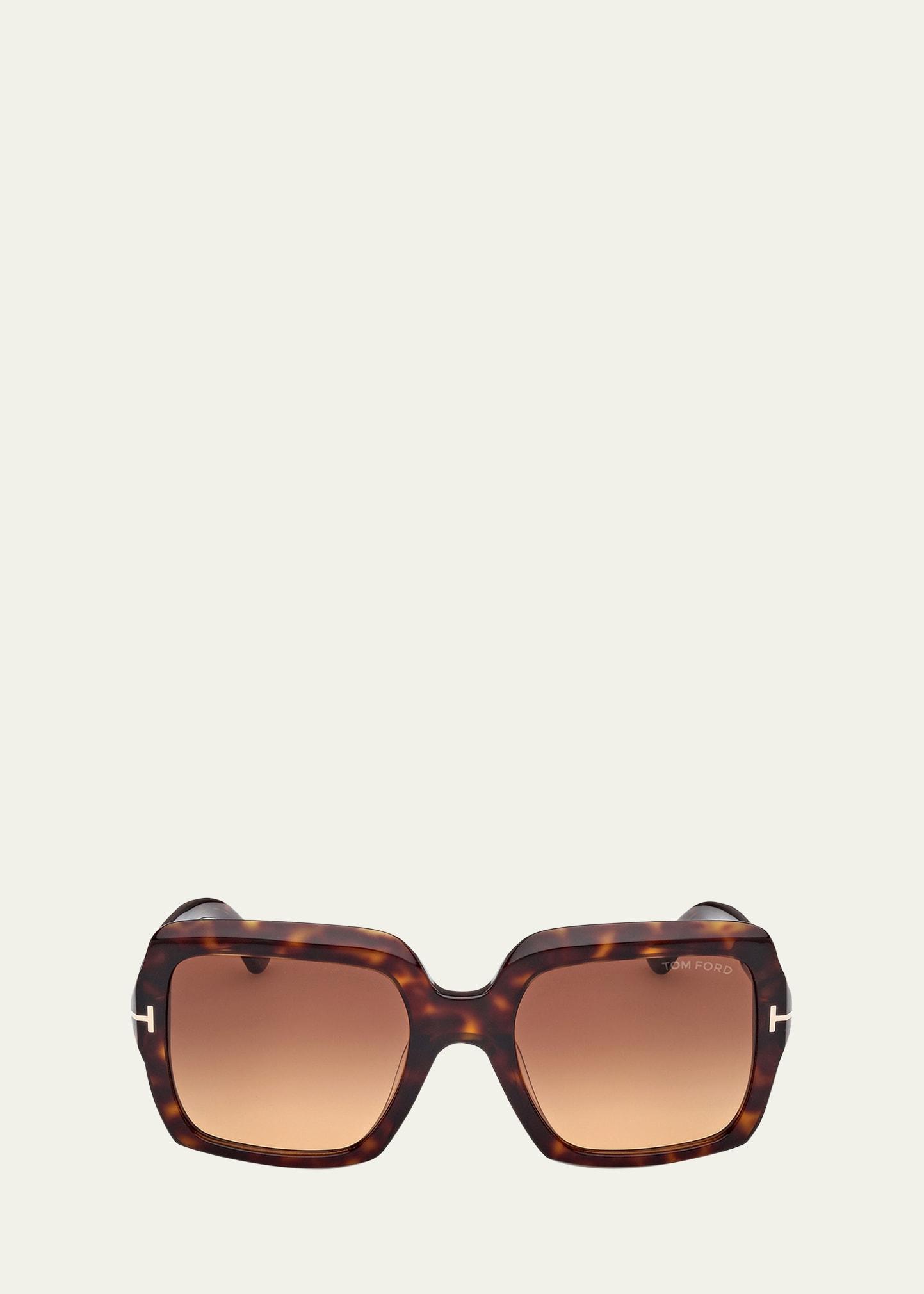 beveled acetate & metal square sunglasses