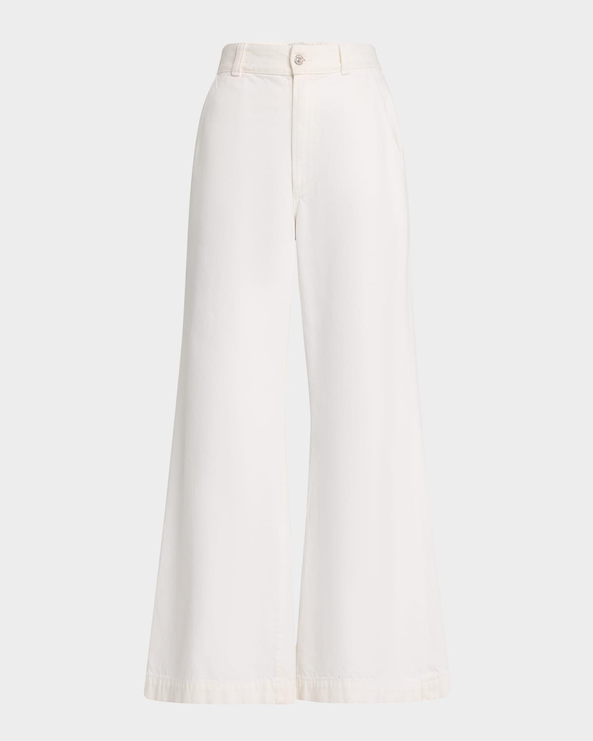 beverly high-rise wide-leg cotton trousers