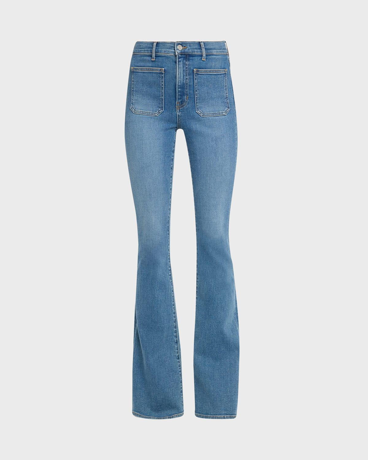 beverly skinny flare patch pocket jeans