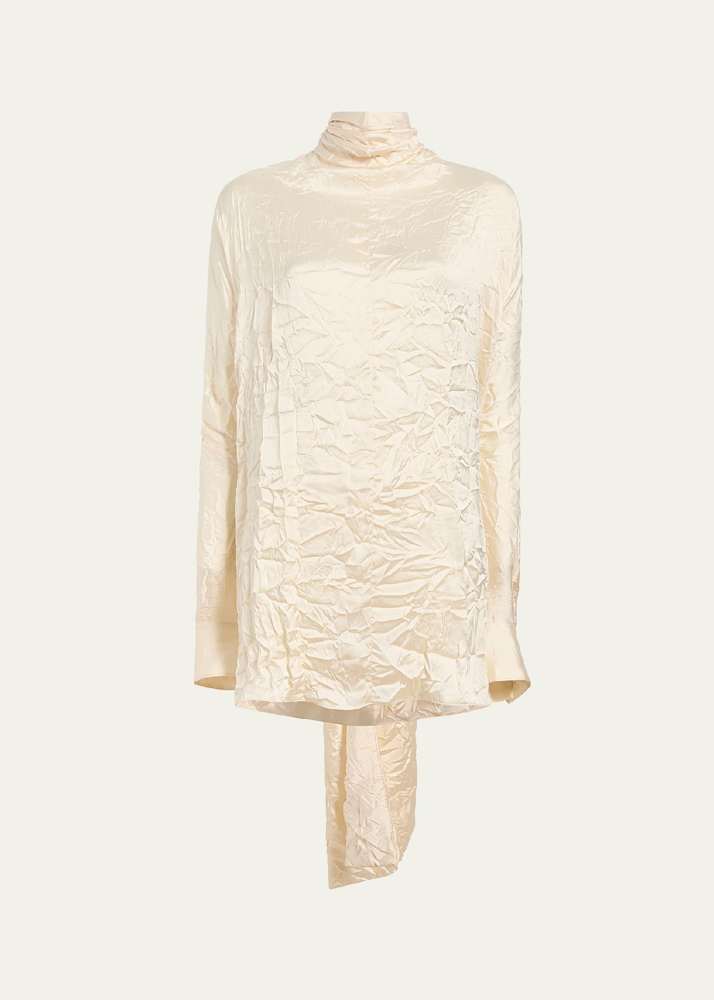 bex crinkle scarf-neck top