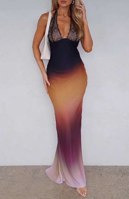 beyond the stars maxi dress auburn ombre